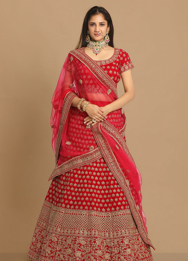 alt message - Mohey Women Traditional Embroidered Lehenga image number 0